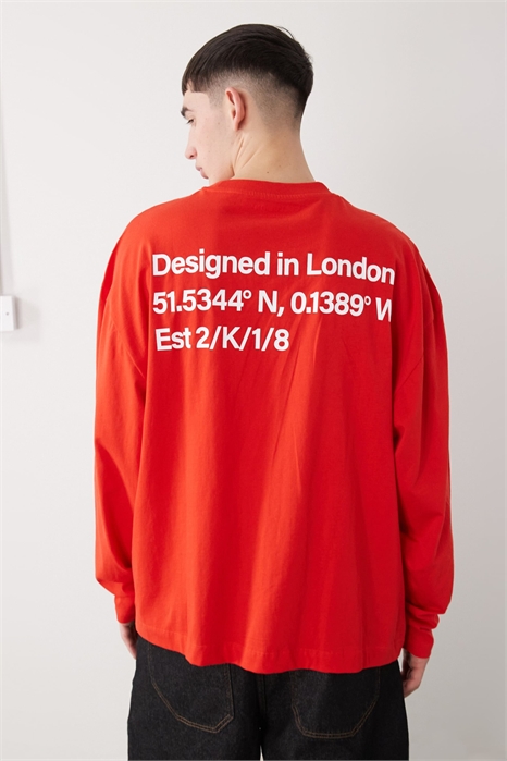 Футболка свободного кроя с длинными рукавами и принтом на спине артикул 152228087