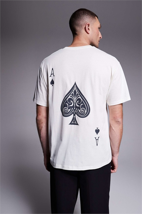 Футболка свободного кроя с принтом в виде пикового туза на спине артикул 151558748