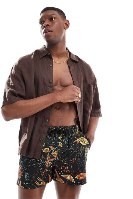 Плавки с принтом в виде сетки по всей поверхности артикул 141006140