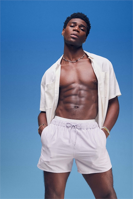 Плавательные шорты из ткани «сирсакер» артикул 140623040