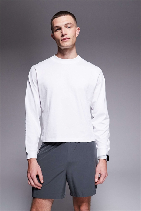 Укороченная хлопковая футболка с длинным рукавом и эффектом быстрого высыхания артикул 154970429