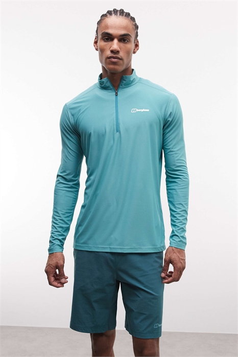 Мужская техническая футболка с длинным рукавом и полузастежкой-молнией для повседневного ношения артикул 155414729