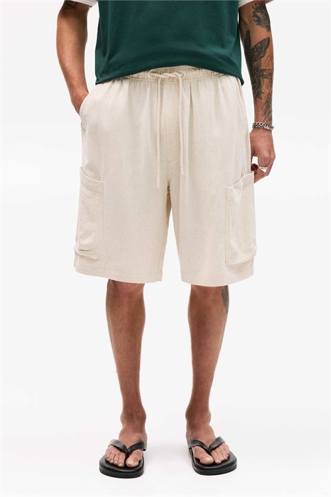 Бермуды из льна в стиле «карго» артикул 152870074