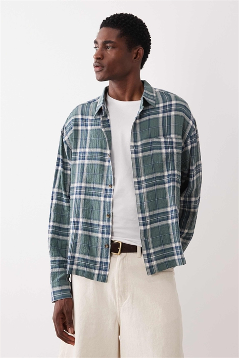 Рубашка свободного кроя с крупным клетчатым узором артикул 150830556