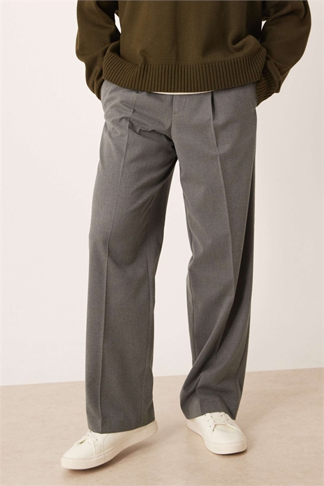 Стильные брюки из фланели с широкими брючинами и складками артикул 146850439