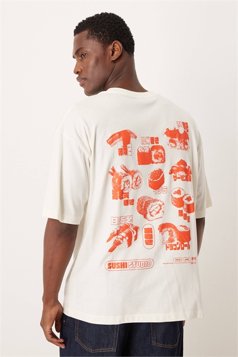 Футболка свободного кроя с принтом «Суши-студия» артикул 150504881