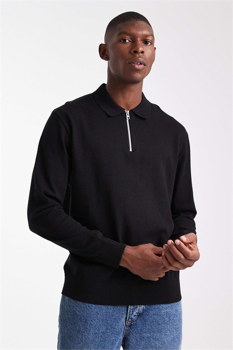 Свитер-поло из трикотажа с полузастежкой-молнией артикул 149999694