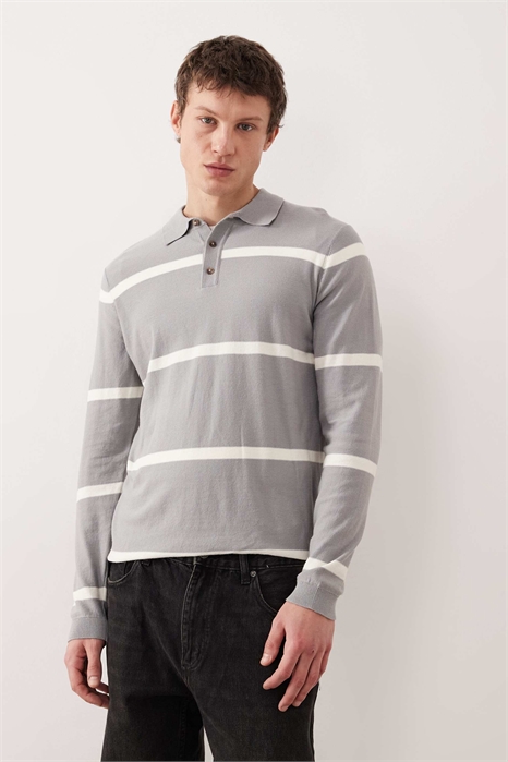 Трикотажная рубашка-поло с длинными рукавами артикул 152125569