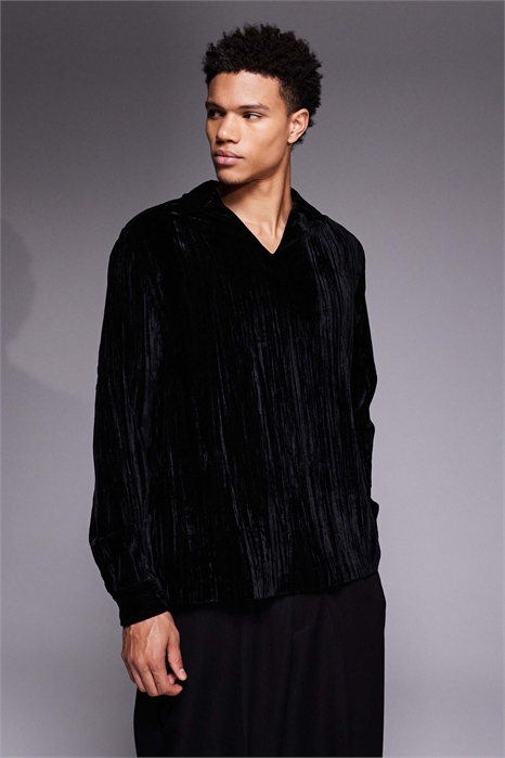 Рубашка свободного кроя из гофрированного бархата артикул 151300462