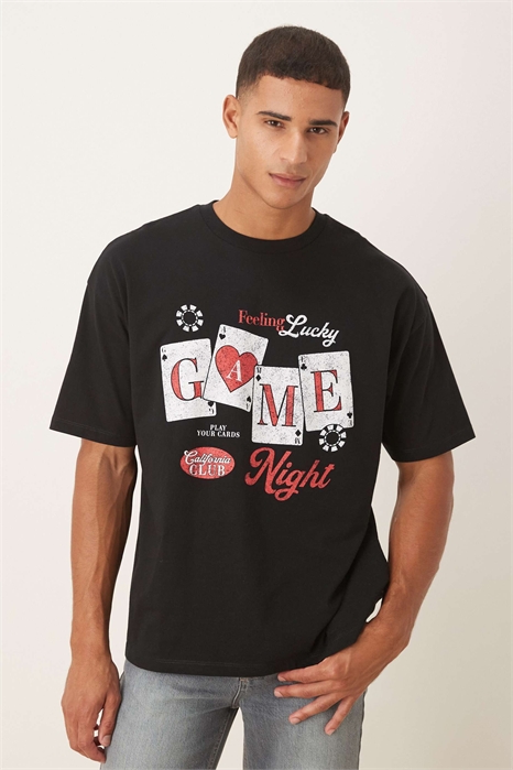 Футболка свободного кроя с мультяшным принтом артикул 148451467