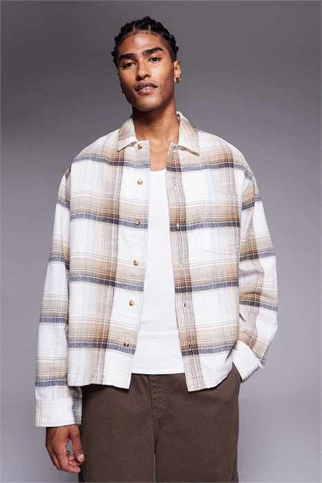 Рубашка-оверсайз в клетку артикул 147082607