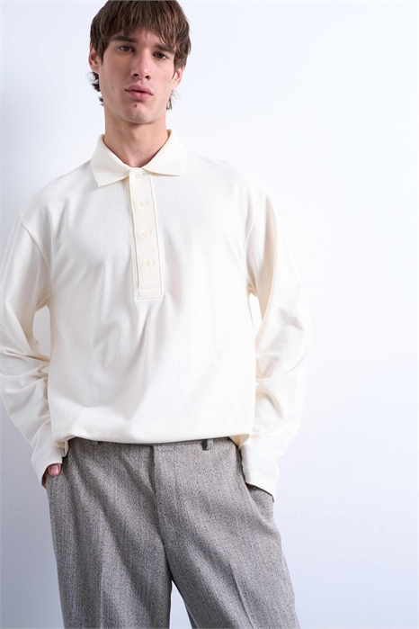 Полурубашка с длинными рукавами, свободный крой и четкая посадка артикул 147473821