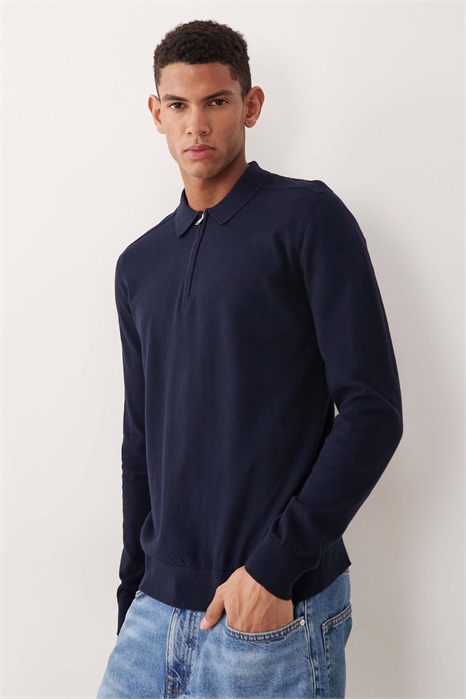 Поло с длинным рукавом и полузастежкой-молнией из 100% хлопка артикул 153409583