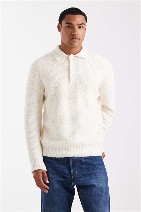 Свитшот-поло свободного кроя с узором «рыбацкая вязка» артикул 151151299