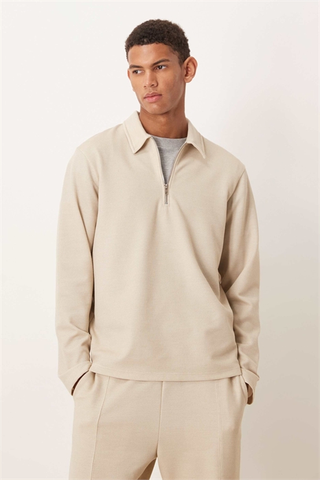 Поло с длинным рукавом и полузастежкой-молнией из пике co-ord артикул 152941664