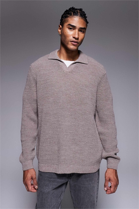 Полурубашка с вырезом на горловине из мягкого трикотажа с ребристой фактурой артикул 152381760