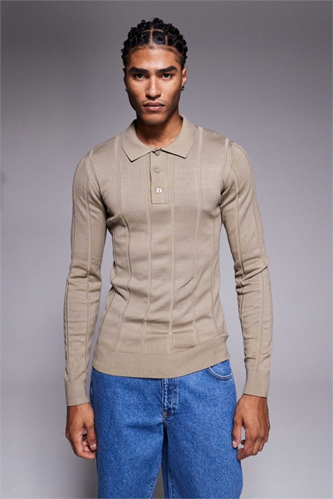 Поло из ребристого трикотажа с облегающим кроем артикул 151523601