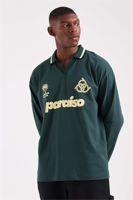 Поло свободного кроя с длинными рукавами и принтом «Параисо» артикул 152471158