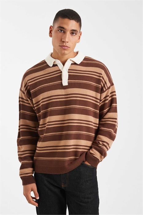 Полурубашка-поло из мягкого трикотажа в полоску артикул 152900312