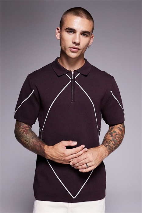 Трикотажная рубашка-поло с аргильским узором артикул 150699907