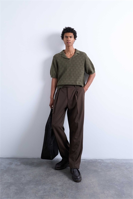 Поло из вязаного полотна с клетчатым узором артикул 141531769