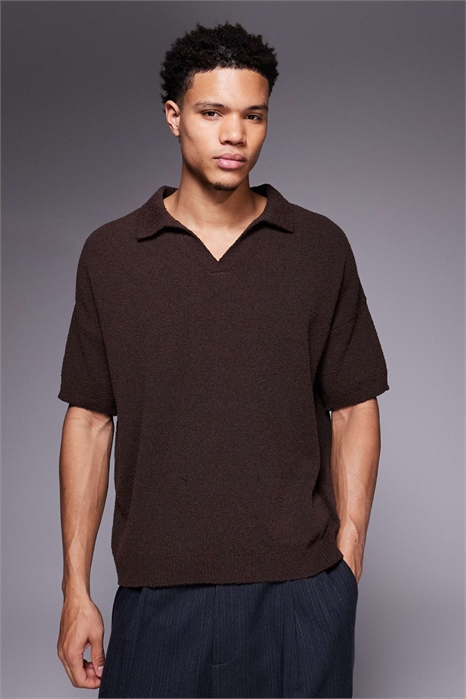 Поло с вырезом и крупной фактурной вязкой артикул 150265853