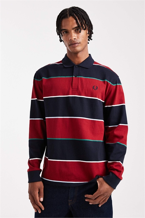 Поло с длинным рукавом в полоску артикул 150203229