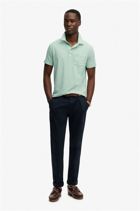 Классическая рубашка-поло из смеси хлопка и льна артикул 156386913