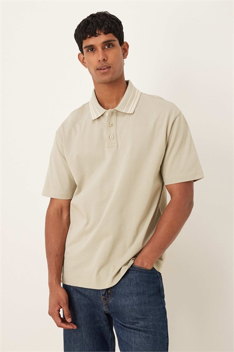 Полурубашка свободного кроя из плотной ткани плотностью 240 г/м² с контрастной окантовкой артикул 150369700