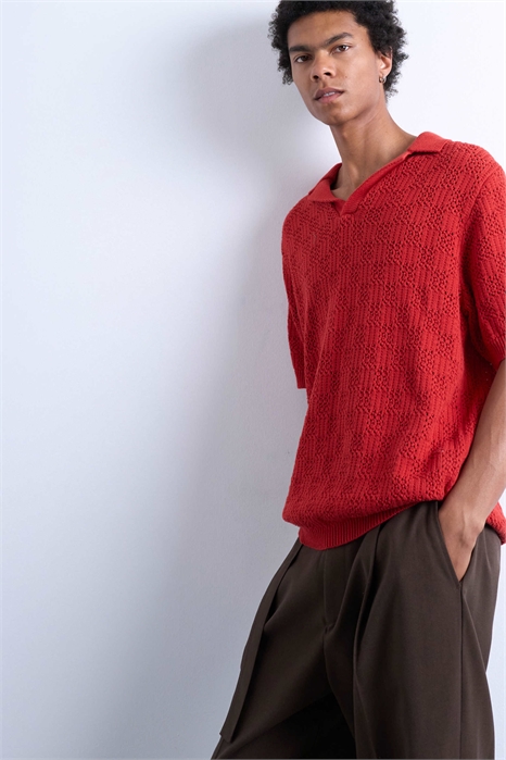 Поло из вязаного полотна с клетчатым узором артикул 141531770