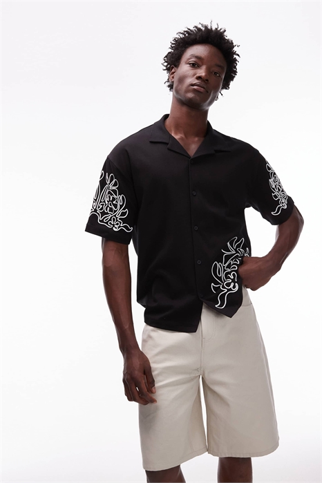 Рубашка из джерси премиум-класса свободного кроя на пуговицах с вышивкой из кордуровой нити артикул 140624889