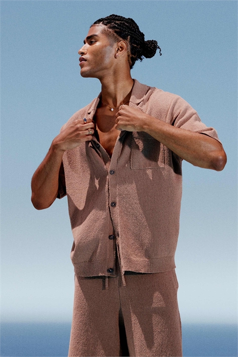 Свободный трикотажный свитер с фактурной текстурой и застежкой на пуговицы co-ord артикул 141104498