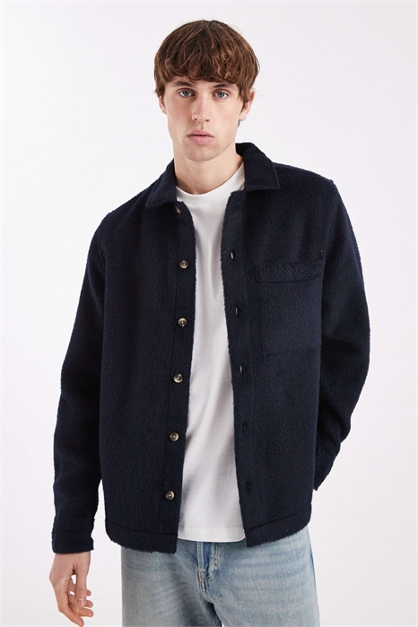 Рубашка-оверсайз с эффектом ворсистой шерсти артикул 147329302