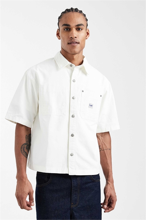 Рабочая джинсовая рубашка с короткими рукавами артикул 154272322