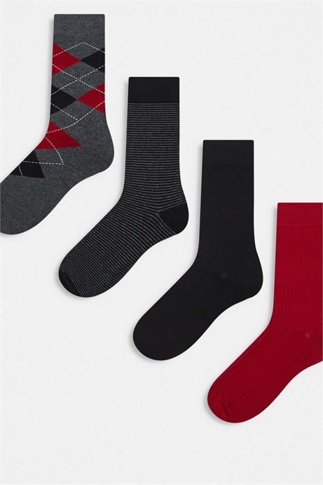 Набор из 4 пар носков с ромбовидным узором и полосками артикул 153711980