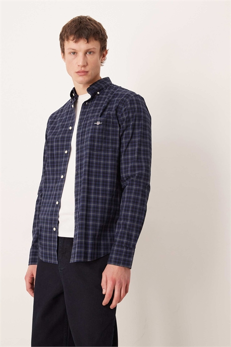 Классическая рубашка из поплина в клетку с прямым кроем артикул 153711970