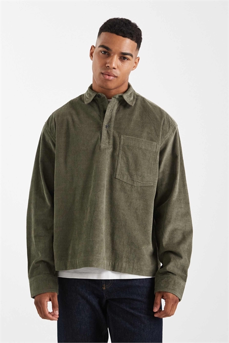 Рубашка-регби из вельвета свободного кроя артикул 149137026