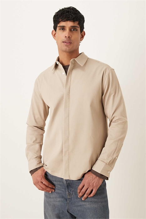 Рубашка свободного кроя с ребристой фактурой артикул 150505657