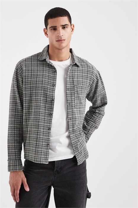 Рубашка с длинными рукавами и текстурным клетчатым принтом артикул 153574201