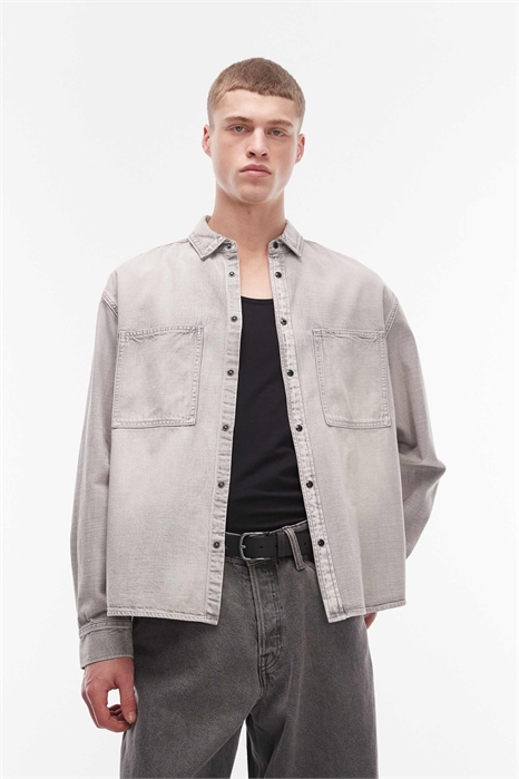 Джинсовая рубашка с длинными рукавами из канваса артикул 154766293