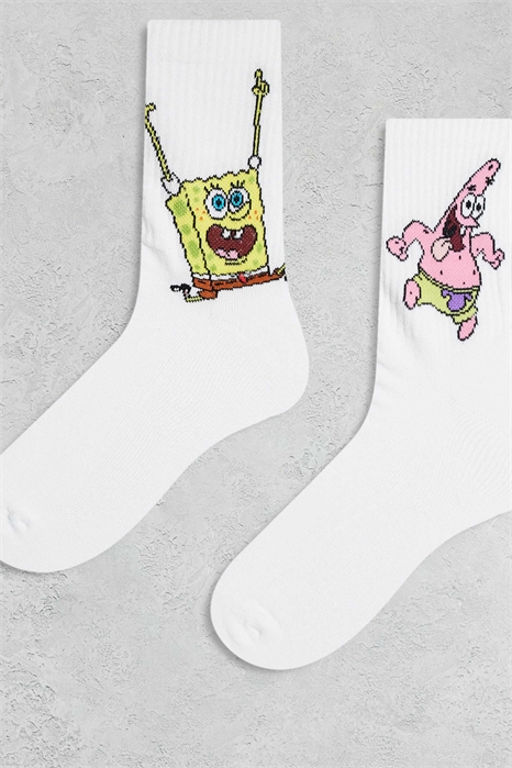 Набор из 2 пар носков с изображением Губки Боба и Патрика артикул 150079160