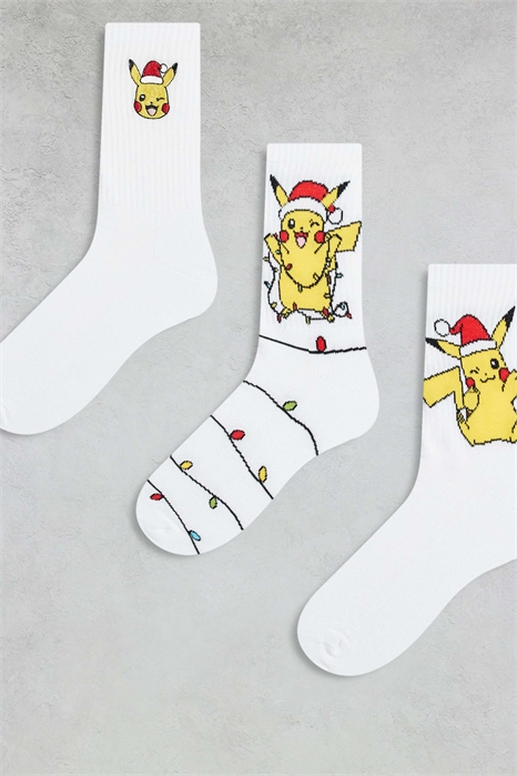 Набор из 3 пар носков «Покемон» с рождественским рисунком артикул 148918748