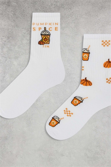 Набор из 2 пар носков с рисунком «Тыквенные специи» артикул 148918591