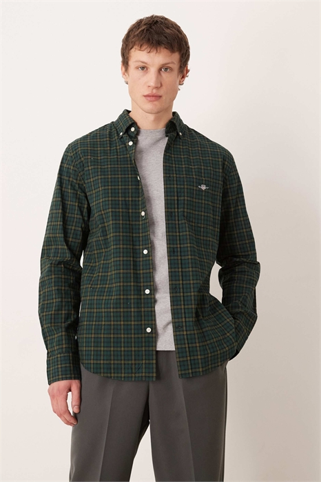 Классическая рубашка из поплина в клетку с прямым кроем артикул 153711969