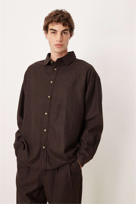 Рубашка свободного кроя с эффектом шерсти артикул 149275425