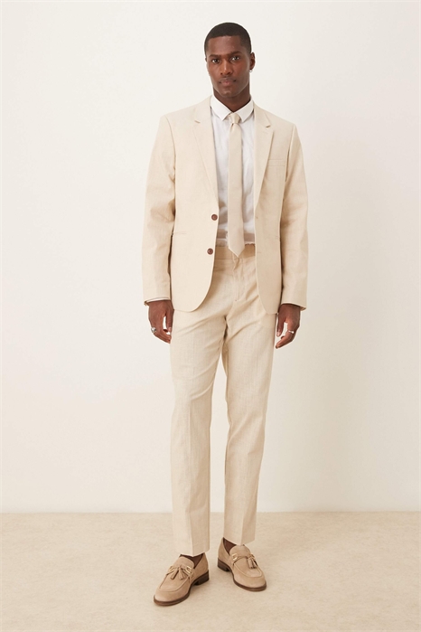 Брюки-костюм облегающего кроя с эффектом льна и складкой спереди артикул 140986711