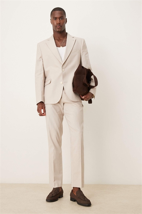 Брюки для костюма из смешанного льна, приталенного кроя артикул 138518702