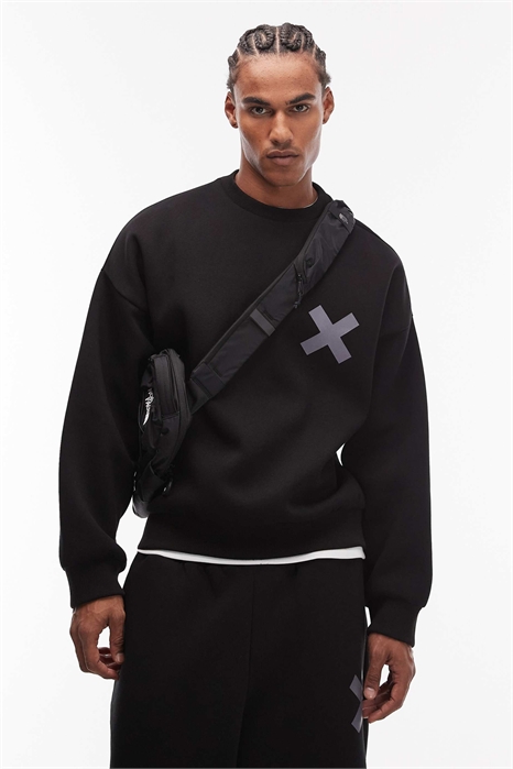 Толстовка свободного кроя из плотной ткани артикул 152866228