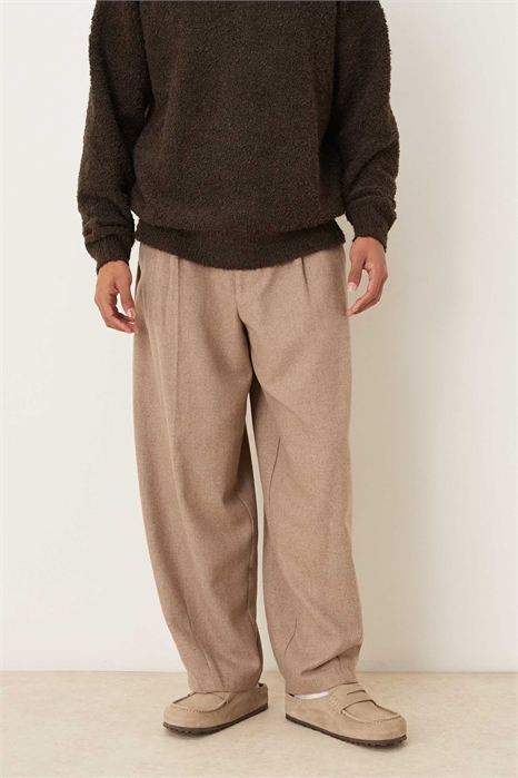 Стильные брюки с широкими брючинами и складками из смешанной шерсти артикул 148227594