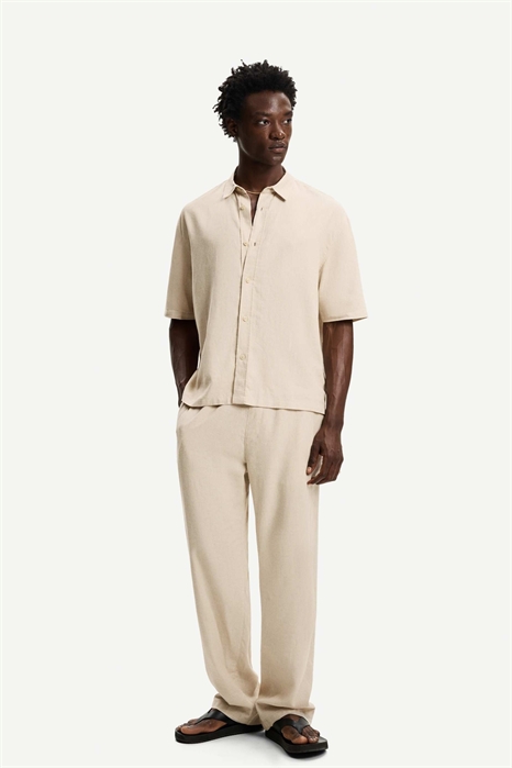 Брюки-джоггеры из смешанного льна с широкими брючинами артикул 149859759